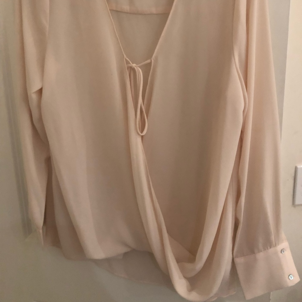 Wayf nude tie blouse